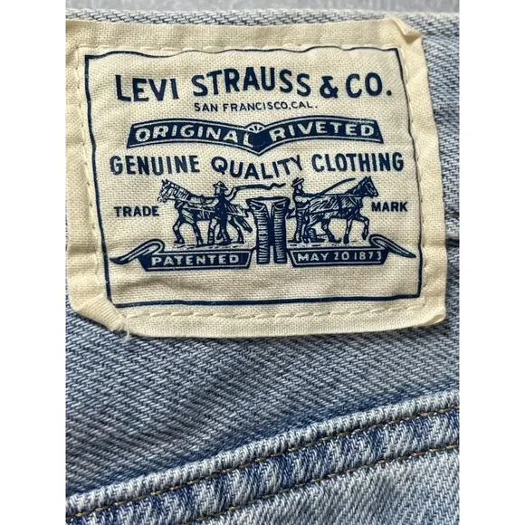 Levi's Baggy Dad Women's Blue High Rise Straight Wide Leg Denim Jeans Pants 31 - Picture 8 of 9